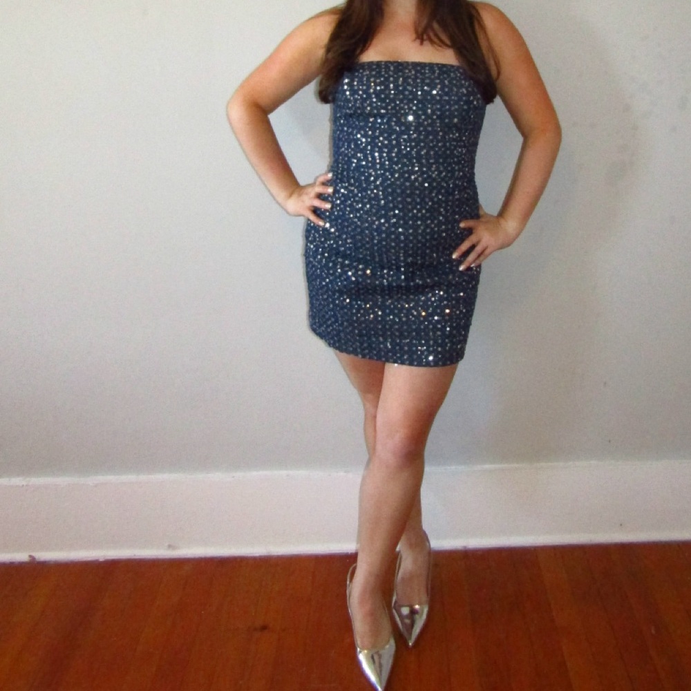 Navy blue sequin dress